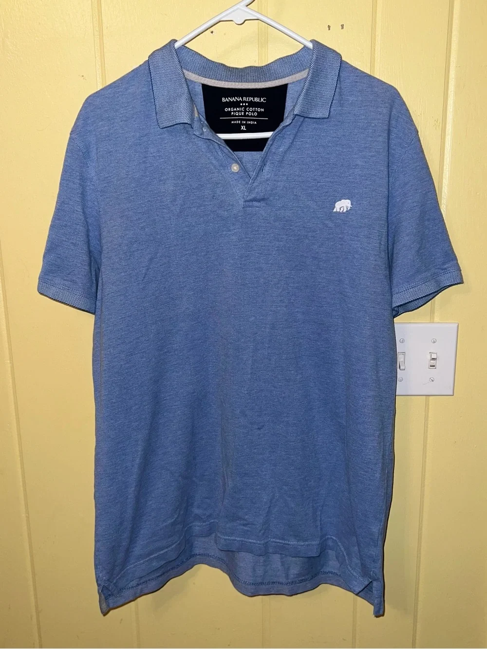 Banana Republic Blue Organic Cotton Pique Knit Polo Shirt Short Sleeve Size XL